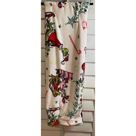 The Grinch Dr Seuss Christmas White Oversized Plush Throw NEW Super Soft NEW - Picture 7 of 7